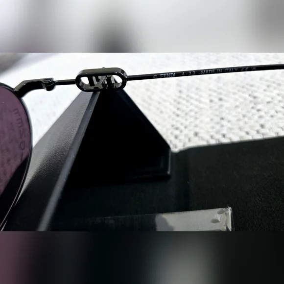 NWT FENDI Black Metal Sunglasses with Dark Oval Lenses - Picture 10 of 15